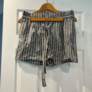 Express Paper Bag High Waisted Shorts Blue and White Size Medium